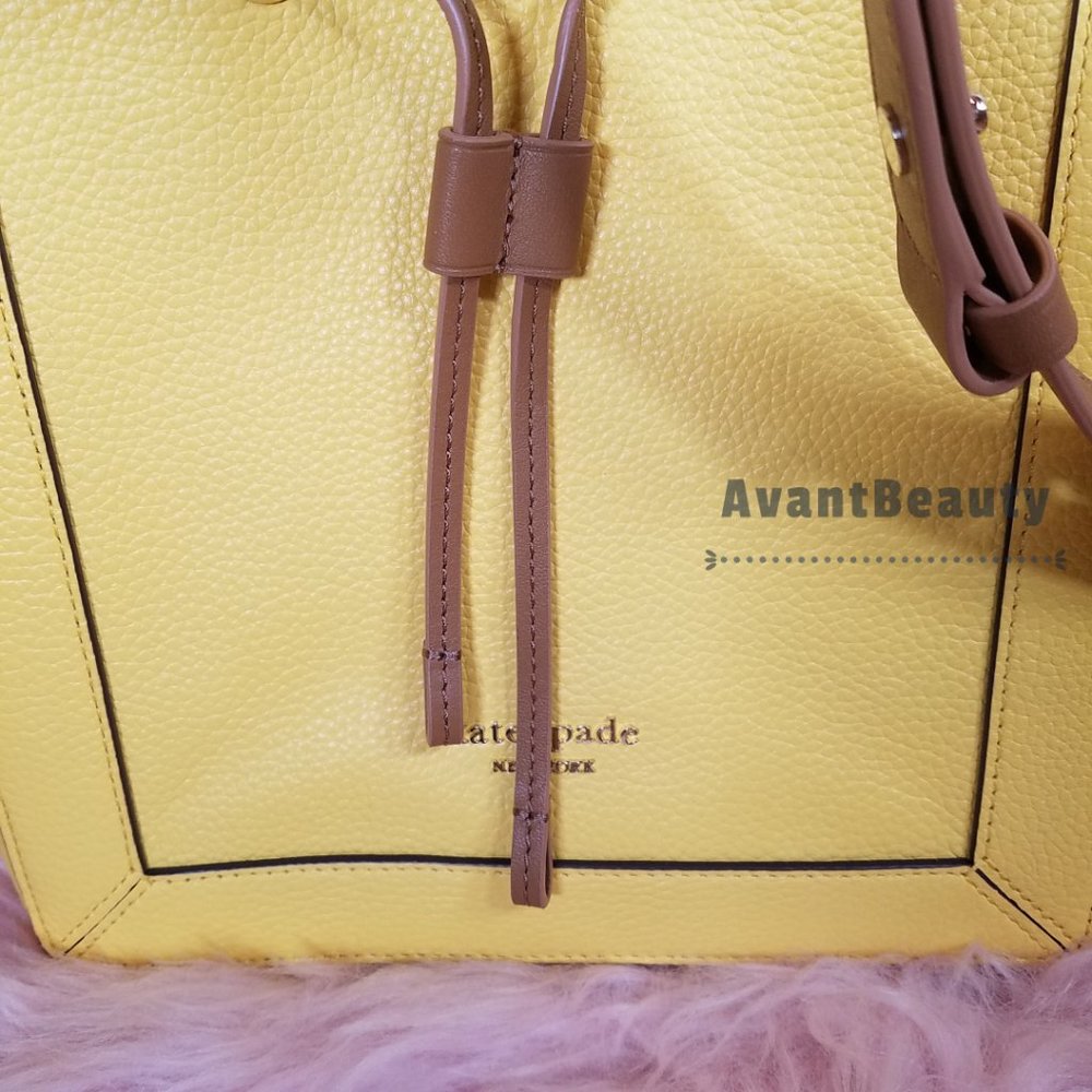 NWT Kate Spade Small Bucket Bag Yellow Sesame Multicolor Pebbled Leather - Picture 2 of 3